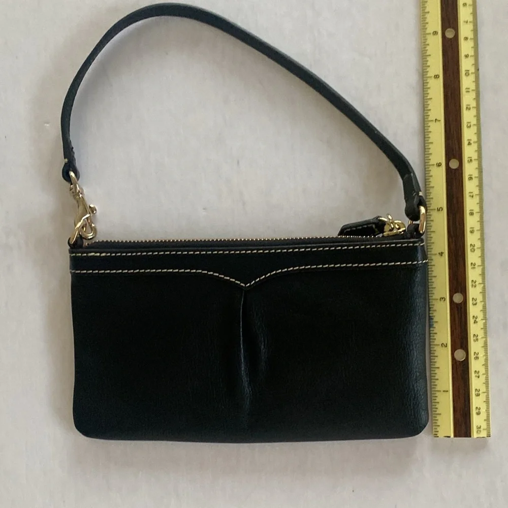 Dooney & Bourke Black Leather Wristlet with Red Interior NWOT
